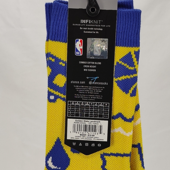 NWT Stance x NBA GOLDEN STATE LANDMARK Crew Socks Size L - Picture 6 of 9